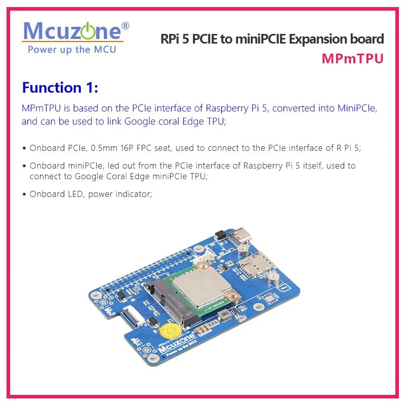 MPmTPU&4G Raspberry Pi 5 PCIE To MiniPCIE Expansion Board Custom