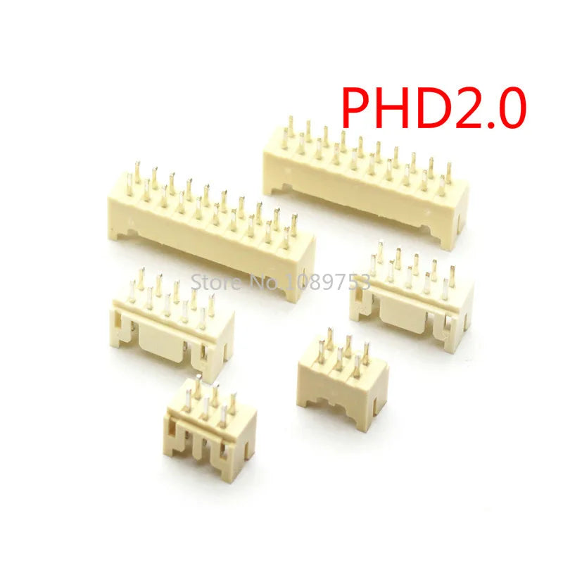 Custom 50Pcs PHD 2.0 Double Row Straight Pin Male Header PHD 2.0mm Pitch 2x3P 2x4P 2x5P 2x6P 2x7P 2x8P 2x10P Manufacturer