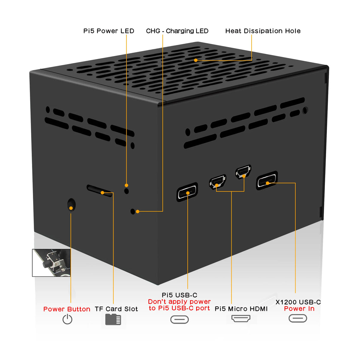 Custom  X1200-C1 Metal Case for Raspberry Pi 5 & X1200 UPS Board