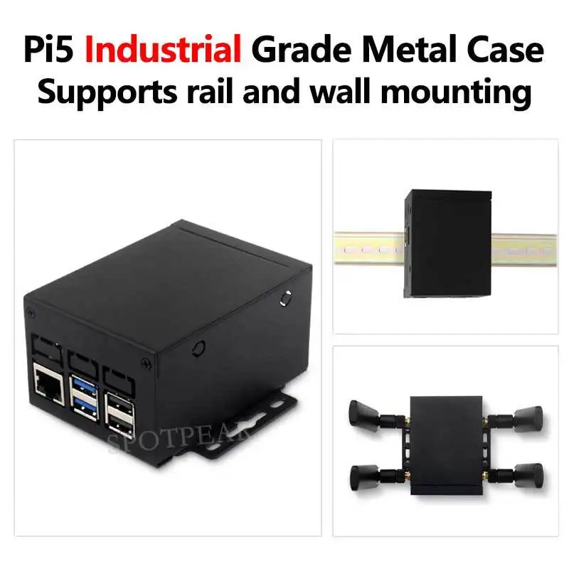 Raspberry Pi 5 Industrial Grade Large Space Metal Case D for PoE HAT/Official Active Cooler PCIe