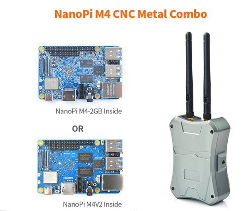 NanoPi M4V2 CNC Metal Case Combo Rockchip FriendlyELEC RK3399 SoC 2.4G &amp; 5G dual-band WiFi+ 4.1 Ubuntu Android Custom PCB customize