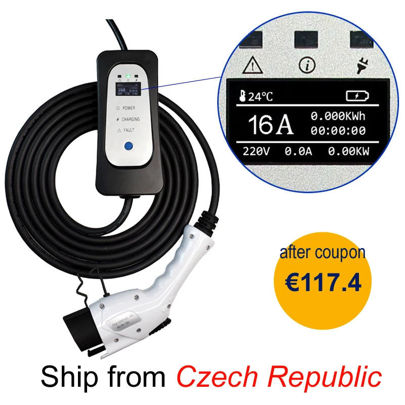 Custom Electric car charger SAE J1772/IEC62196 EVSE EV charging cable 16A  EU Plug for Electric vehicle Manufacturer