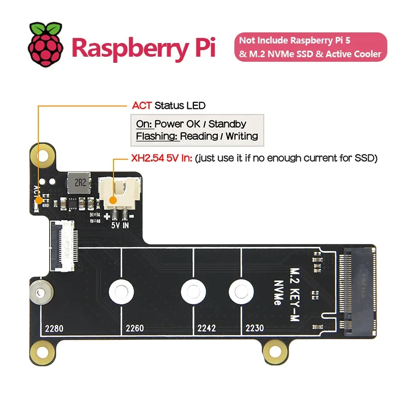 X1001 V1.1 pcie M.2 NVMe SSD 2280 PIP PCIe Peripheral Board Shield for Raspberry Pi 5 Custom