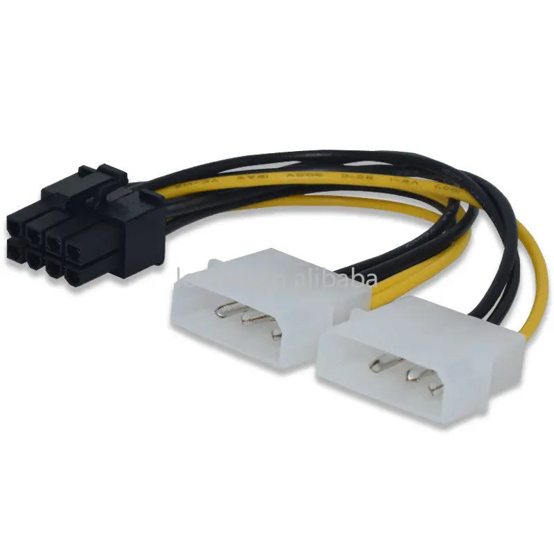 Custom Custom 1pcs 18cm 8Pin To Dual 4Pin Video Card Power Cord Y Shape 8 Pin PCI Express To Dual 4 Pin Graphics Card Power Cable Manufacturer