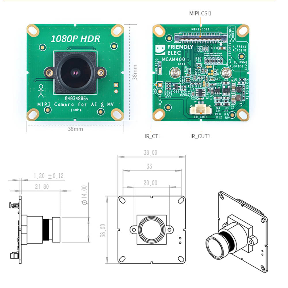 1080P HDR MIPI Camera - MCAM400 Support NanoPC-T4 NanoPi M4v2/M4V IR Filter/o IR Filter Custom PCB ecg pcba Custom