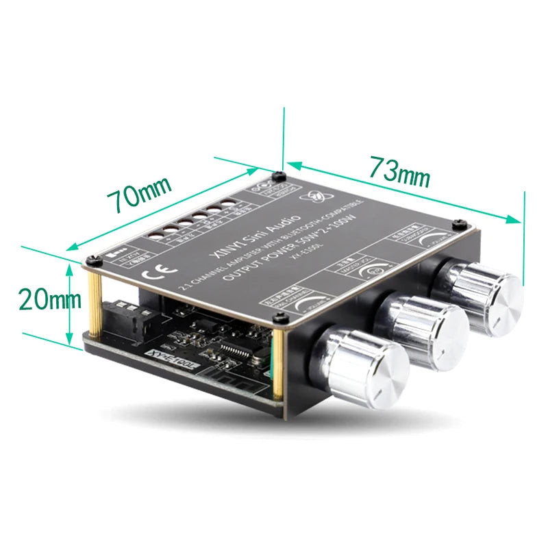 Custom 2*50W+100W  Power Subwoofer audio Amplifier Board Class D 2.1 CH Home Theater Audio Stereo Equalizer APP AUX Amp pcb assembly Manufacturer