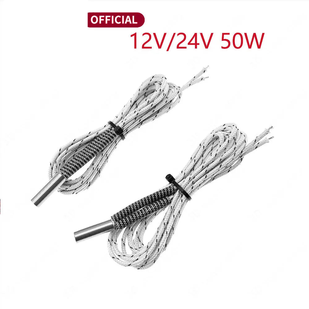 Custom 1/1.5/2M Length Heating Tube 6*20mm12V/24V 50W Ceramic Cartridge Heater For 3D Printer SP-3 SP-5 Plus V6 J-head Hotend Head Manufacturer