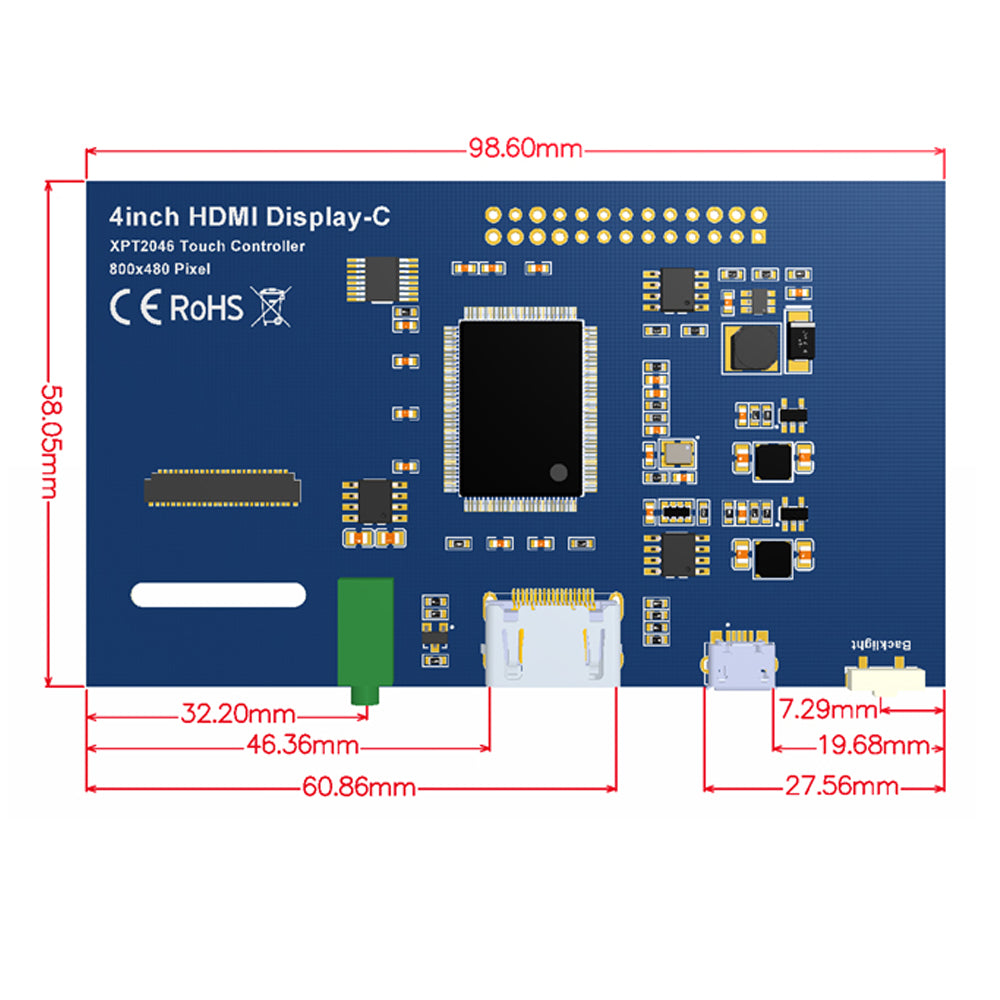 LONTEN 4 inch TFT LCD screen display 480*800  display module IPS screen resistive touch for Raspberry Pi 3B Custom