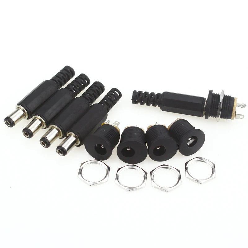 Custom 10 pcs 12V 3A Plastic Male Plugs + Female Socket Panel Mount Jack DC Power Connector Electrical Supplies Manufacturer