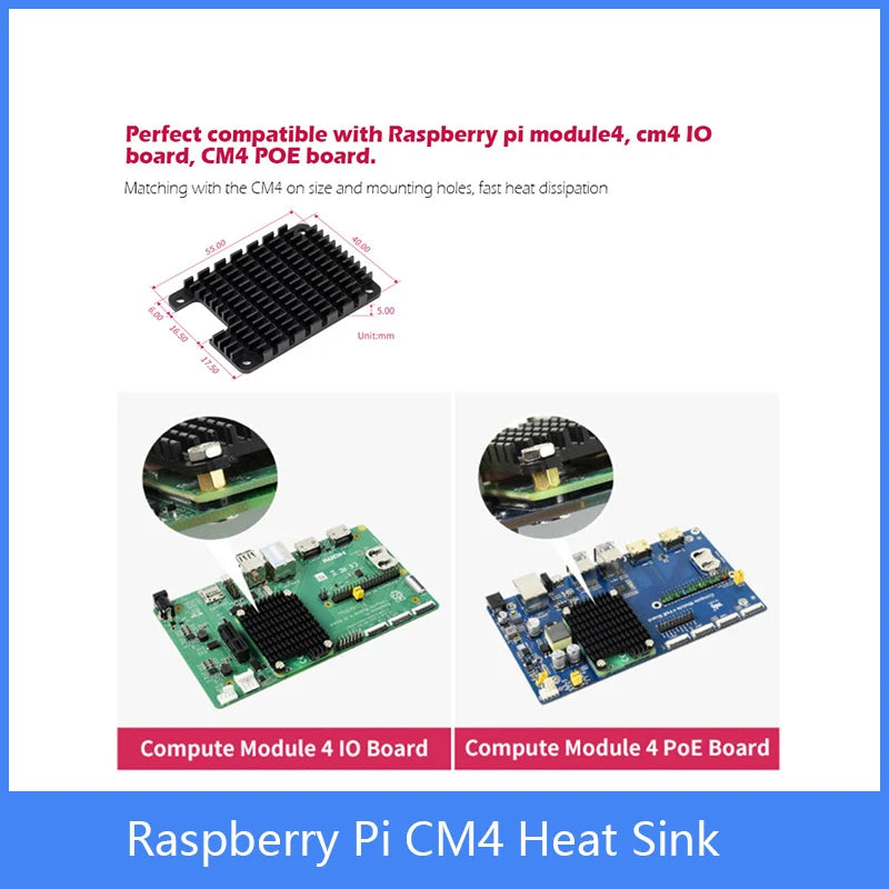 Custom Raspberry Pi CM4 Heatsink, Raspberry Pi Computer Module 4 Heat Dissipation Heat Sink with Thermal Tapes Notched for Antenna Manufacturer