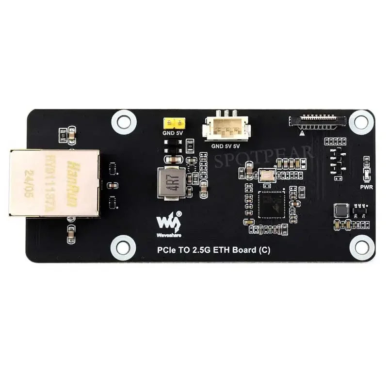 Custom Spotpear Raspberry Pi 5 PCIe to 2.5G Ethernet Adapter Board Plug and Play Extension Board for Education and Learning