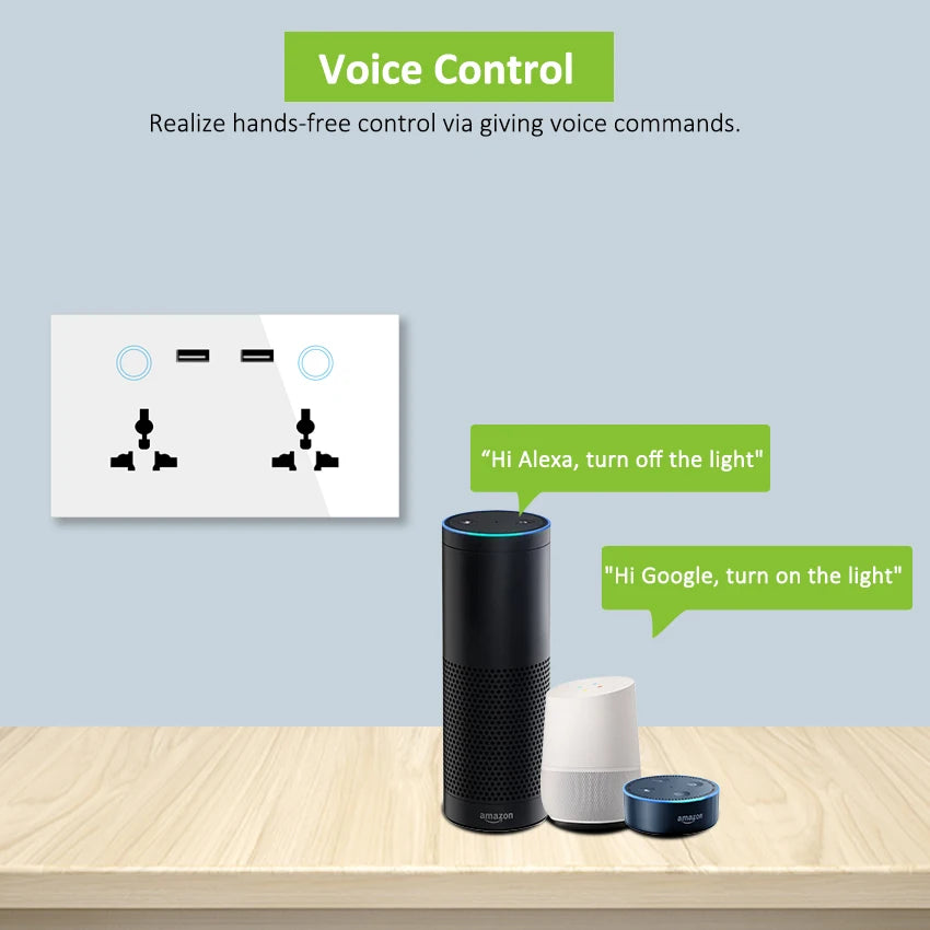 Custom Lonten with Alexa Google MU Plug Smart Wifi Socket Wireless Remote Wifi+USB wall Smart Socket Manufacturer