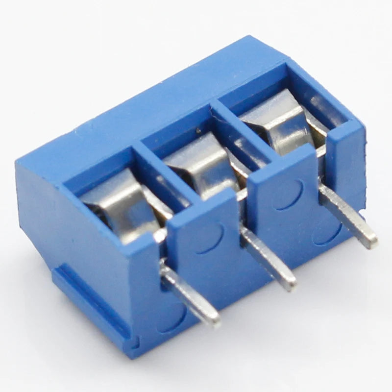 Custom 100PCS/Lot KF301-2P KF301-3P KF301-5.0-3P KF301 Screw 3Pin 5.0mm Straight Pin PCB Screw Terminal Block Connector Blue and green Manufacturer