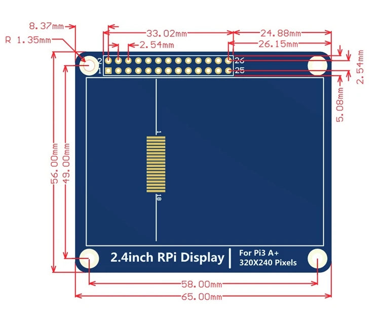 Custom 2.4 inch raspberry pie color screen TFT LCD compatible with raspberry PI 3A + / 3B+ Manufacturer