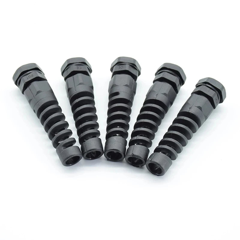 Custom IP68 Waterproof M12 PG7/PG9/PG11 Cable Gland Connector Plastic Flex Spiral Strain Relief Protector For 3.5-6mm Wire Thread Manufacturer