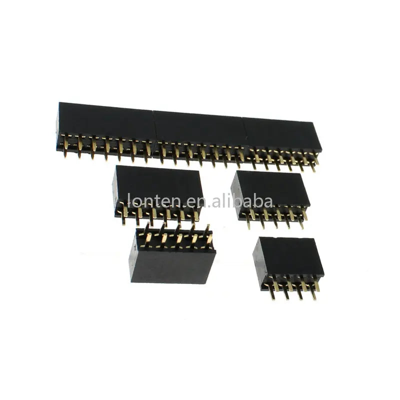 Custom 10pcs 2.54mm 2X2/3/4/5/6/8/10/12/13/15/20/40 Pin Double Row Straight Needle PCB Strip Connector 2.54 Female Header Manufacturer