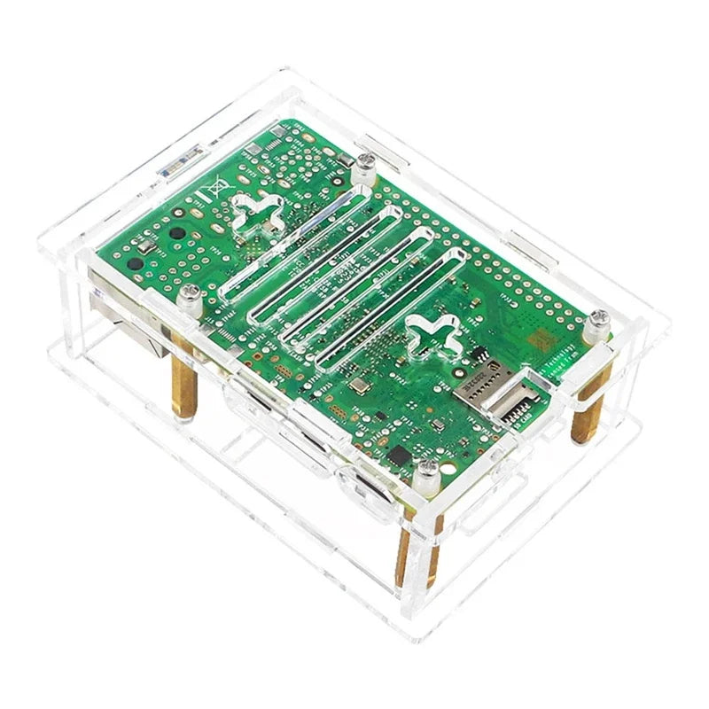 For Raspberry Pi 5 Acrylic Case+Heat Sink With Cooling Fan Transparent Shell Protective Case Replacement For Pi 5