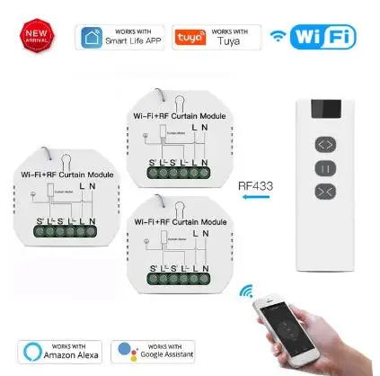 Custom WiFi RF Smart Curtain Module Switch for Electric Roller Shutter Motor Tuya Wireless Remote Control Work with Alexa Google Home Manufacturer