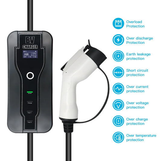 Custom EV Mobile Charger Wallbox 16A 220/250V Type1 SAE J1772 Adjustable Portable Electric Vehicle Charging Cord 5m Schuko Plug EVSE Manufacturer
