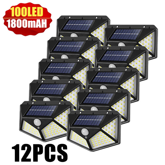 Custom 100 LED Solar Wall Lights Outdoor Solar Lamp Waterproof Motion Sensor Solar Powered Sunlight Street Light for Garden Decoration Manufacturer