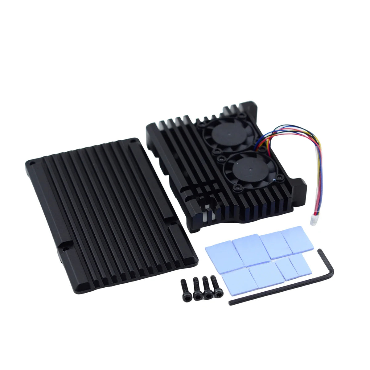 Raspberry Pi Case Aluminum Alloy Case Cover Cooling Protective Box With 2 PWM Fan for Raspberry Pi 5