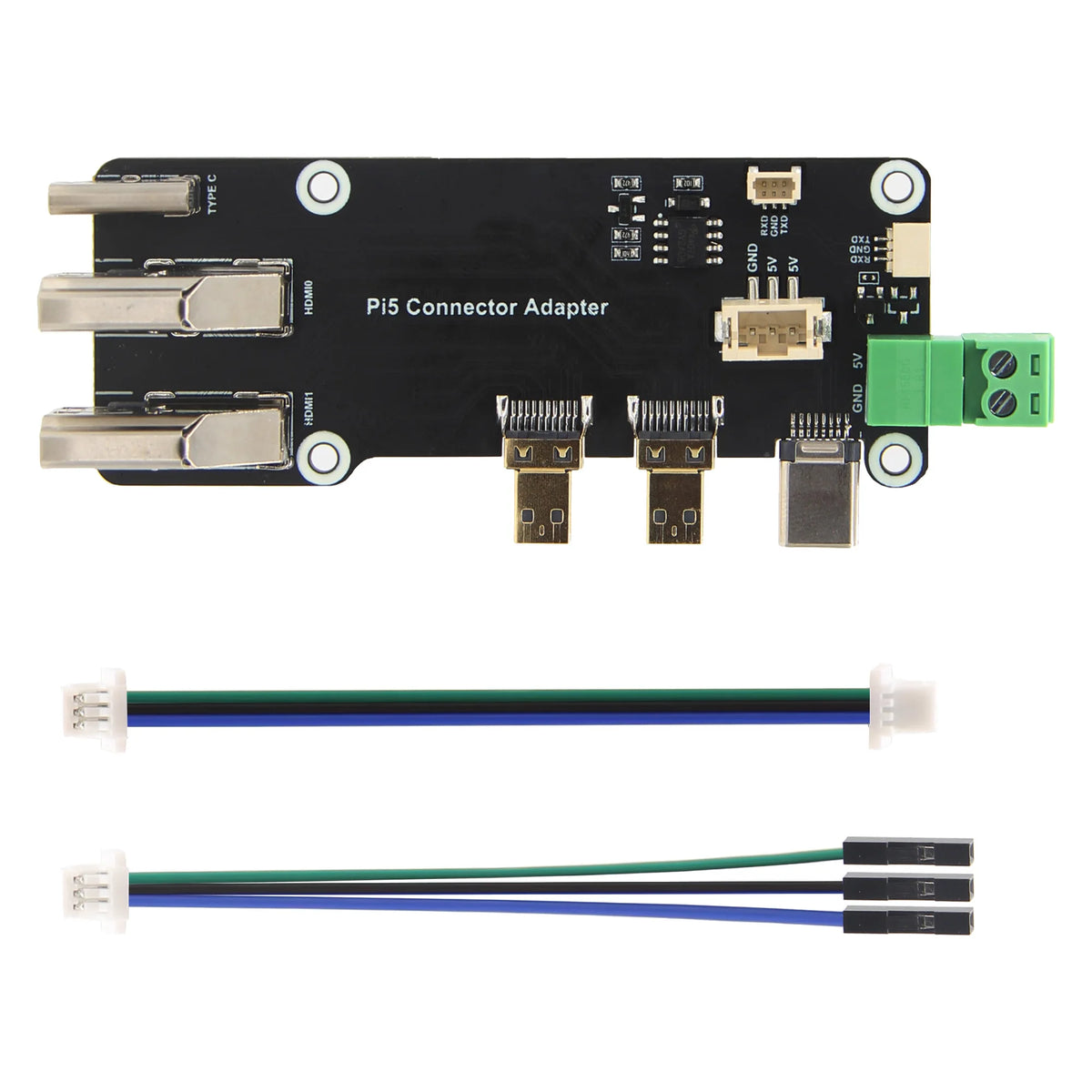 Micro HD to HD Multifunctional Adapter, Compatible with Raspberry Pi 5 / 4B, Two Power Supply Methods, Supports Dual 4K Outp