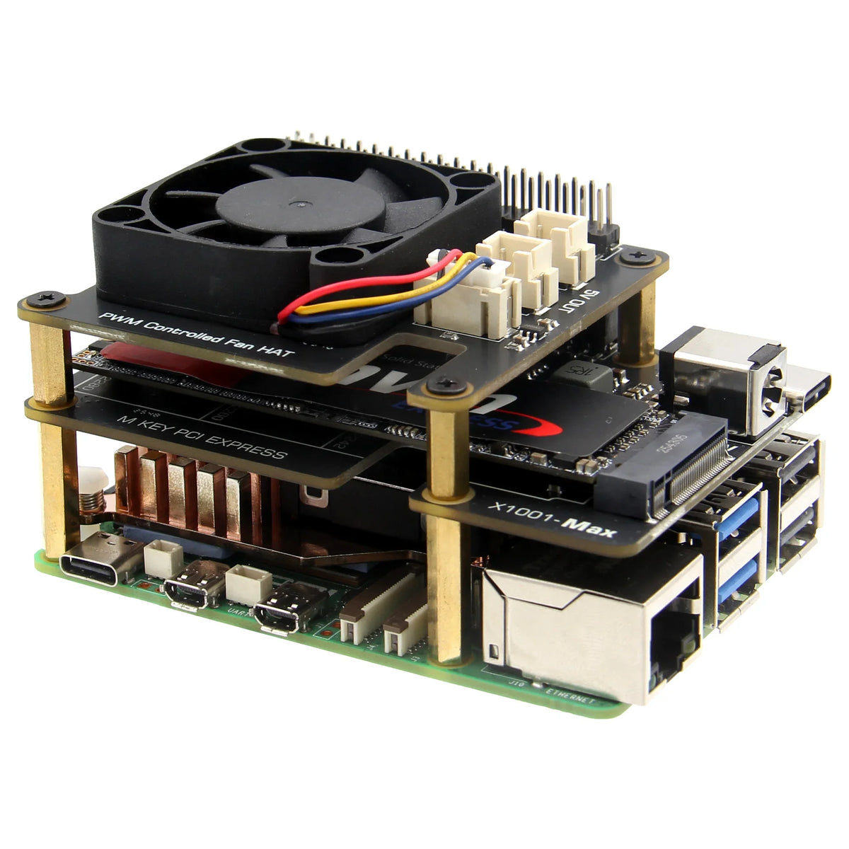X-FAN40 PWM Cooling Fan HAT for Raspberry Pi 5 / X1001-Max / X1004 M.2 NVMe SSD Hat