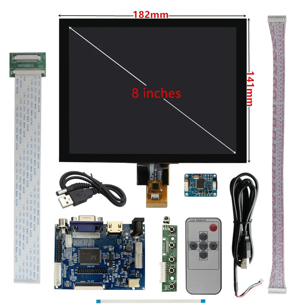 Custom 8 Inch IPS Multipurpose Portable Monitor LCD Display Screen HD-Compatible VGA AV Driver Control Board Digitizer Touchscreen Manufacturer