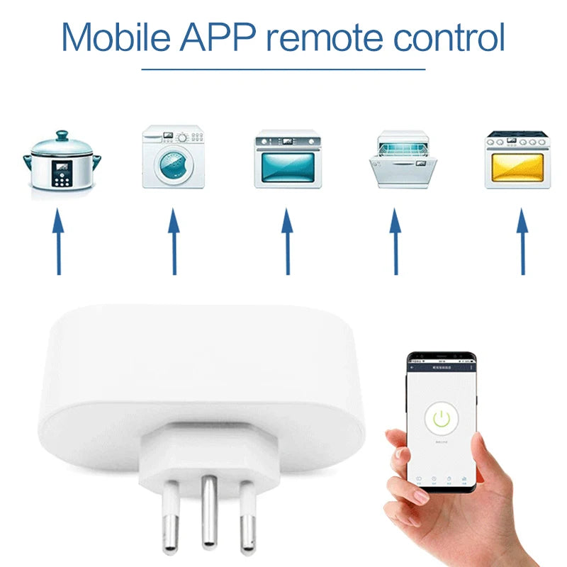 Custom New Smart WiFi Plug  16A Brazil Socket Standard With  Monitor APP Remote Control Works With Google Assistant Alexa Home Manufacturer