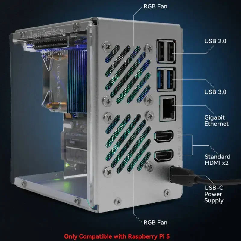 Pironman 5 NVMe M.2 SSD PCIe Mini PC Case for Raspberry Pi 5 (EN/DE/JP Online Documents)Custom