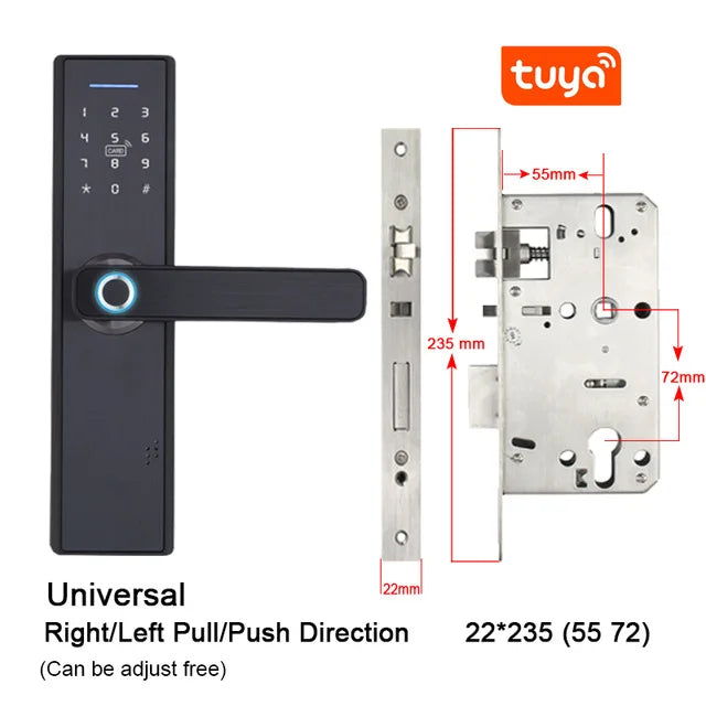 Custom Hot Tuya WIFI Door Lock smart lock Fingerprint Smart door Lock ,Password Keyless Door Lock,APP Remotely Fechadura Digital door l Manufacturer