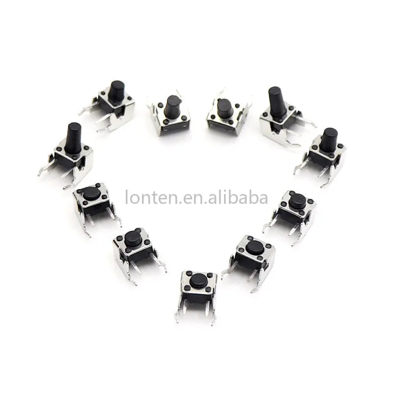 Custom 80PCS/Lot PCB Momentary Tactile Tact Push Button Switch Right Angle With stent 6*6*4.3/5/6/7/8/9/10/12mm Whit Box Manufacturer