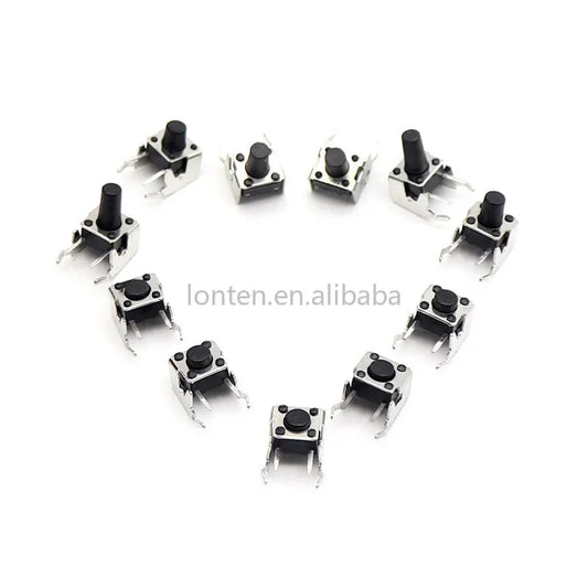 Custom 80PCS/Lot PCB Momentary Tactile Tact Push Button Switch Right Angle With stent 6*6*4.3/5/6/7/8/9/10/12mm Whit Box Manufacturer