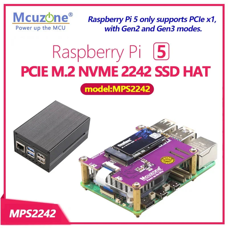 New Generation 3 MPS2242 PCIE M.2 NVME SSD HAT for Raspberry Pi 5 2230 2242 Custom Support Electronic Components