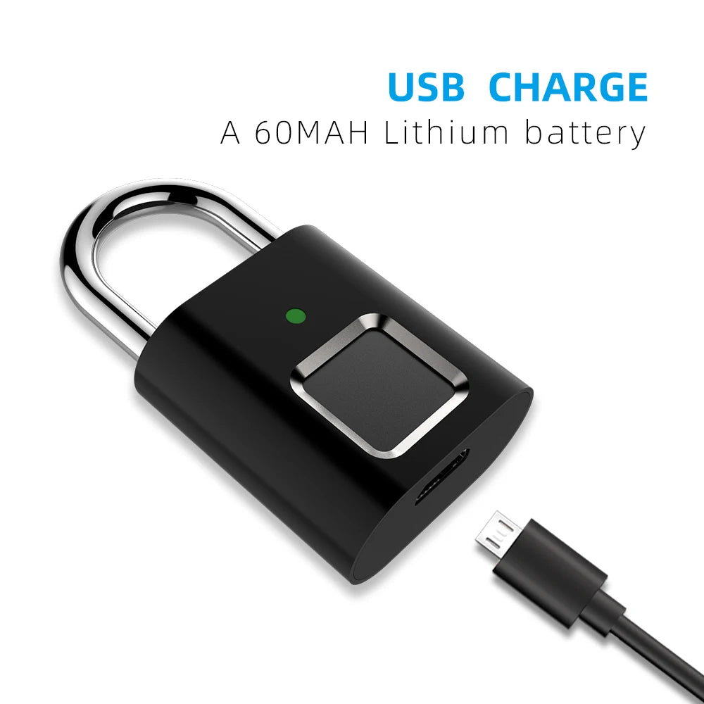 Custom Hot Smart Biometric Thumbprint Door Padlocks Rechargeable Door Lock Fingerprint Smart Padlock USB Keyless Quick Unlock Manufacturer