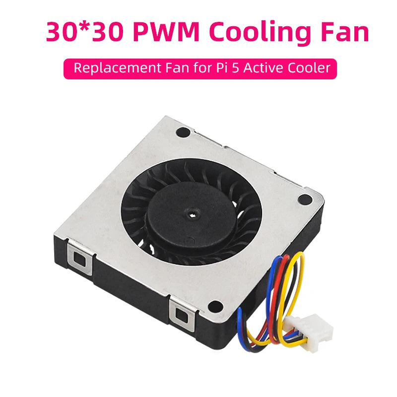 Custom Raspberry Pi 5 PWM Cooling Fan 30x30x7 Air-blower JST Interface Replacement Fan Module for Raspberry Pi Active Cooler