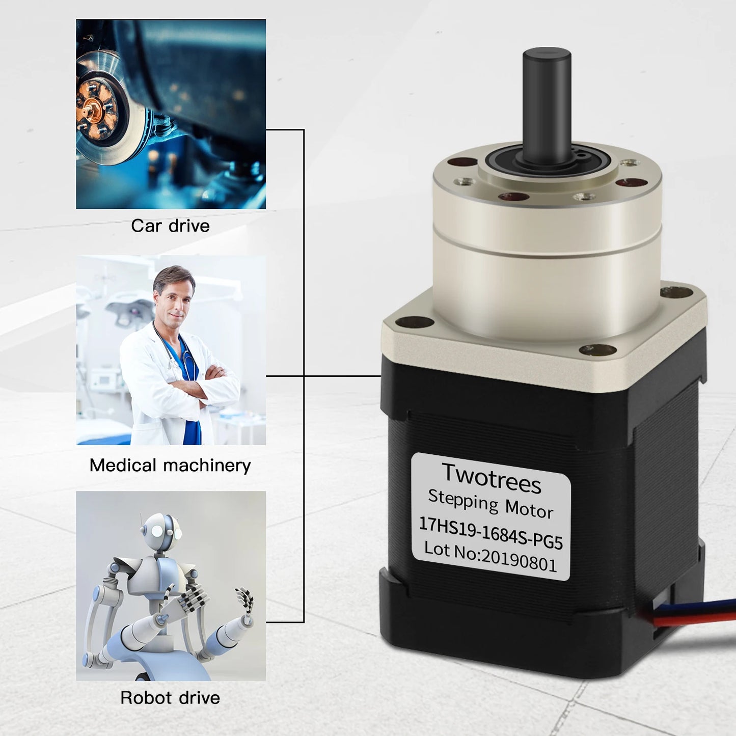 Custom Nema 17 Stepper Motor Gear Ratio 5:1 Planetary Gearbox 42 Motor Extruder 1.68A L=48mm Nema17 Stepping Motor 17HS19-1684S-PG5 Manufacturer