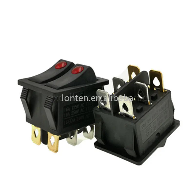 Custom 1PCS KCD6 Double Light Rocker Switch 6PIN 4PIN 16A 250V 20A 125V ON-OFF  Boat Power Switch Waterproof Cap Manufacturer