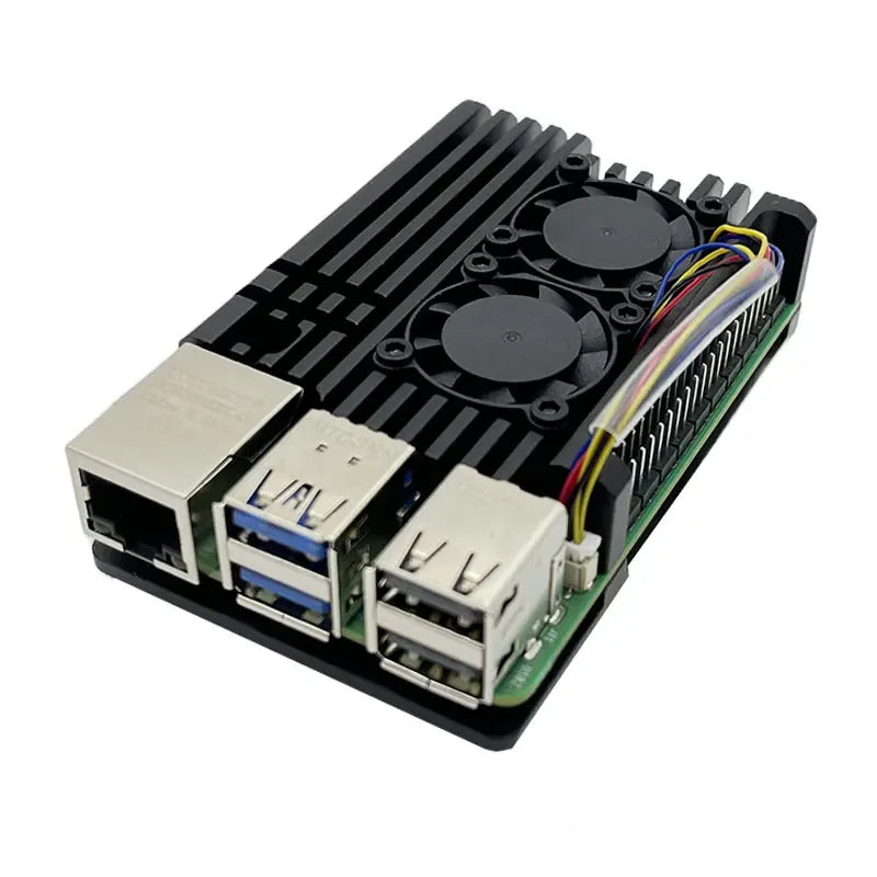 Raspberry Pi 5 Aluminum Case Dual Fan Metal Shell for RPI 5 Pi5