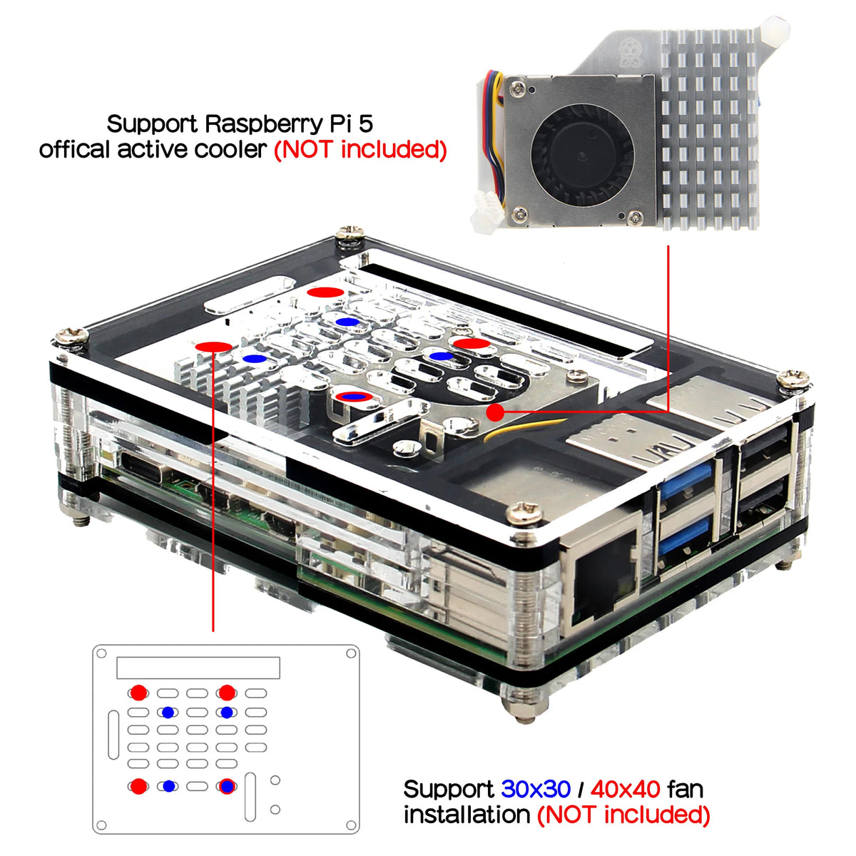 Custom Raspberry Pi 5 Case Acrylic Enlosure Shell for Raspberry Pi 5 4GB/8GB