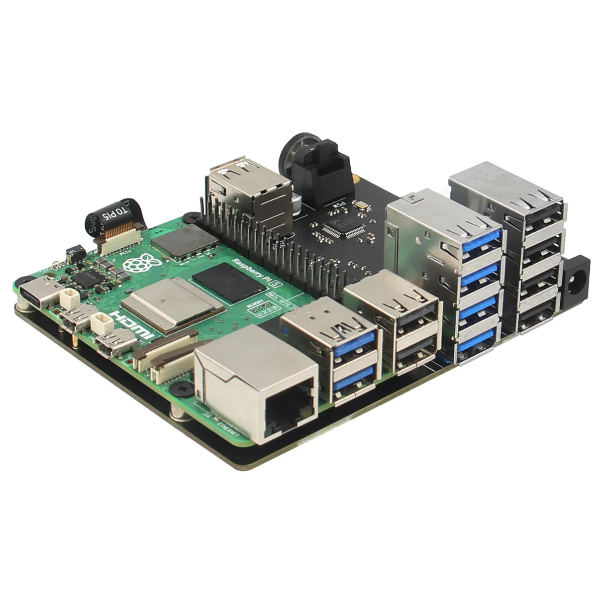 X1013 PCIe to 10-port USB HUB Shield for Raspberry Pi 5