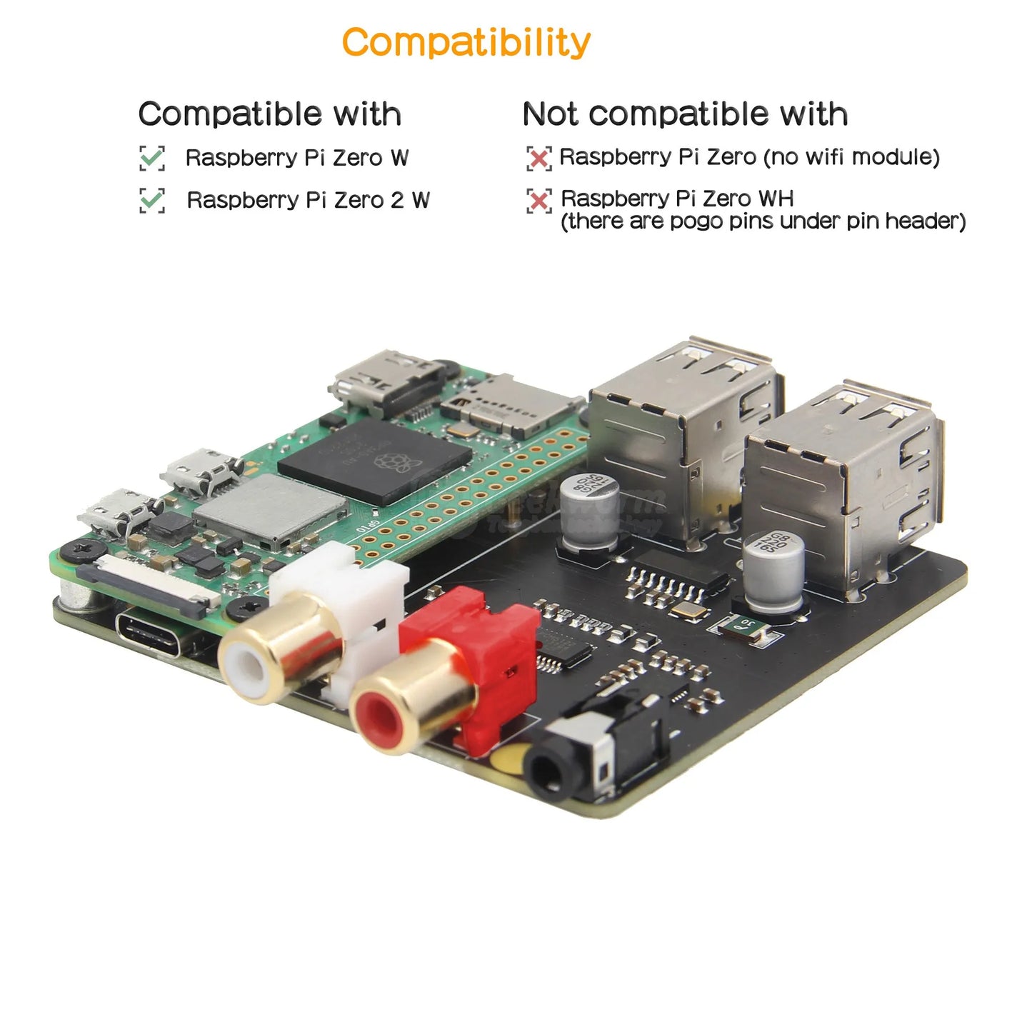 Custom Raspberry Pi X302 Hifi Dac Hoed Audio Card &amp; Usb Hub Voor Raspberry Pi Nul 2 W / Zero W (Niet Ondersteuning Pi Zero/Nul Wh) Manufacturer