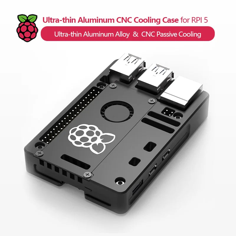 Ultra-thin Aluminum Alloy CNC Passive Cooling Protective Case for Protection Cooling Compatible Raspberry Pi 5 N310/N311
