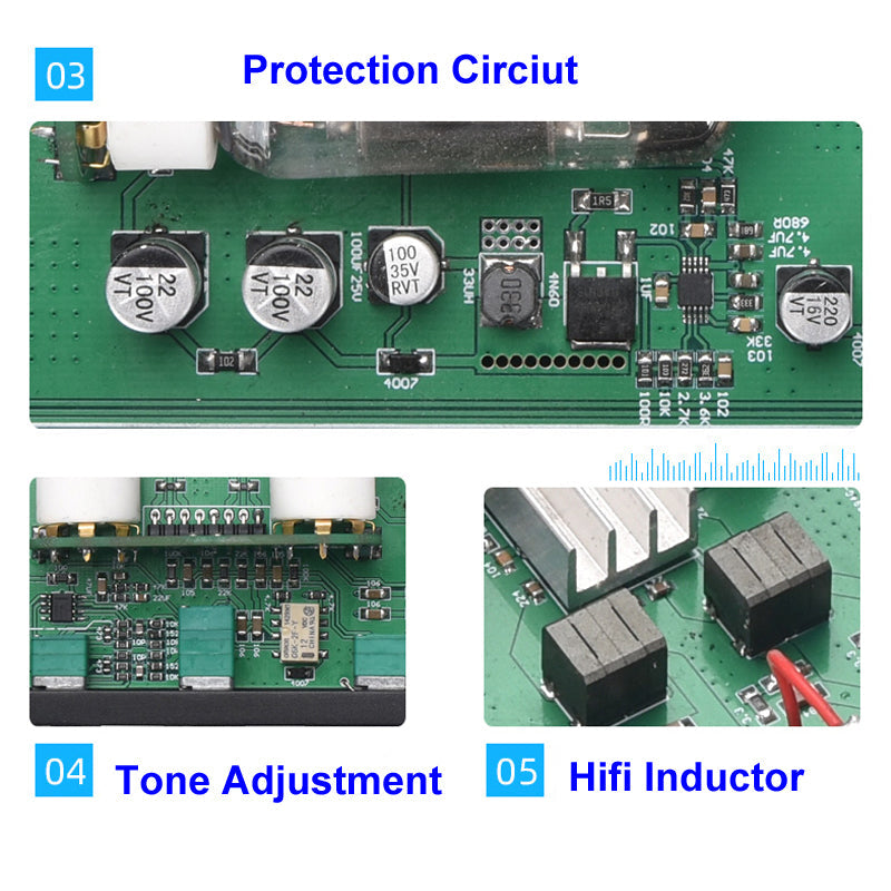 50W + 50W 6J5 preamplifier stereo preamplifier with ttone adjustment Class D power integrated amplifier PCB assembly