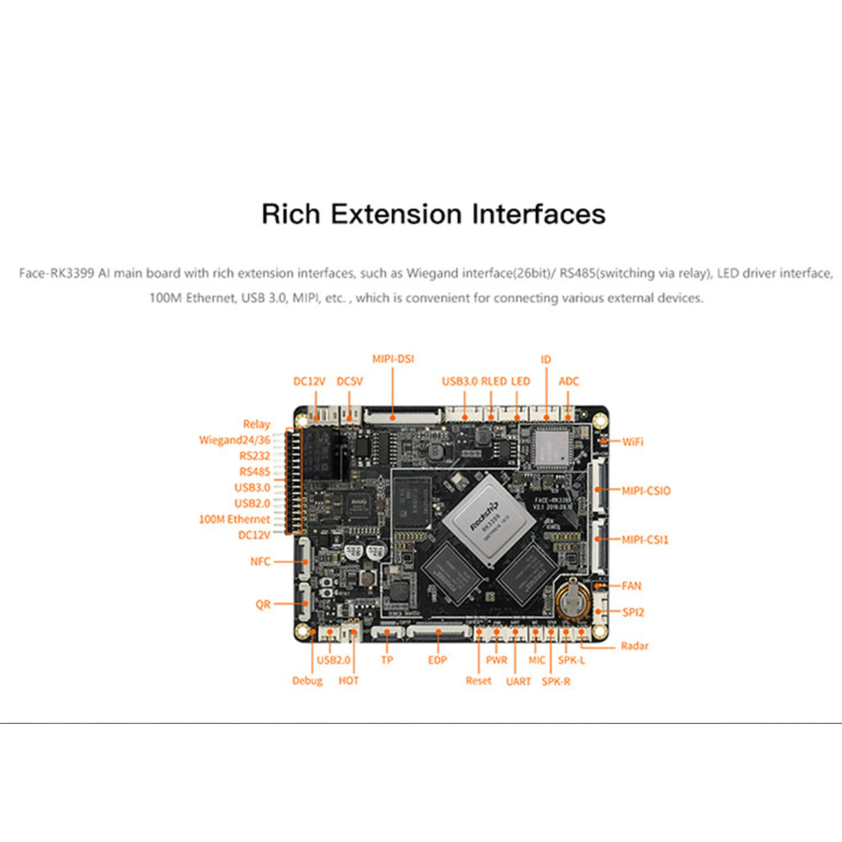 Custom Firefly Face-RK3399 Face Recognition Rockchip RK3399 2GB LPDDR4 16GB eMMC 5.1 Six-core 64-bit Processor 1.8GHz Manufacturer