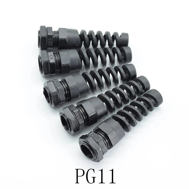 Custom IP68 Waterproof M12 PG7/PG9/PG11 Cable Gland Connector Plastic Flex Spiral Strain Relief Protector For 3.5-6mm Wire Thread Manufacturer