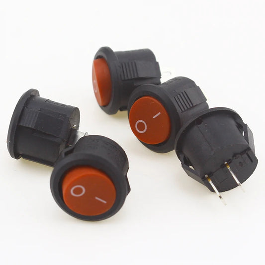 Custom 5pcs/10pcs 16mm Diameter Small Round Boat Rocker Switches Black Mini Round Black White Red 2 Pin ON-OFF Rocker Switch Manufacturer