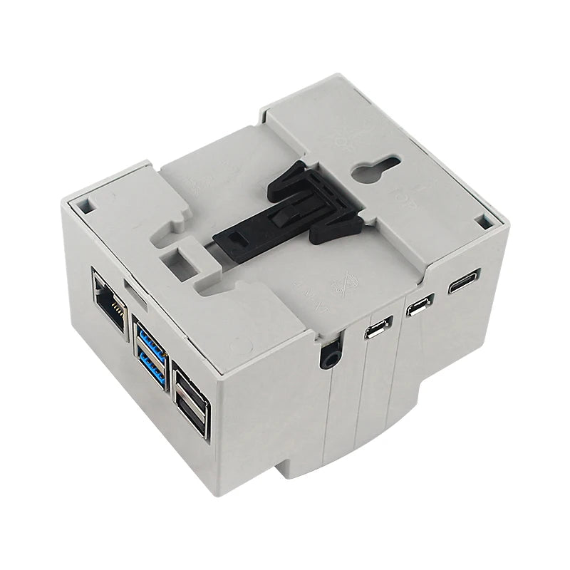 Raspberry Pi 5/4/3 ABS Case with DIN Rail Mount Modular Design Large Inner Space Optional Aluminum Heatsink Cooling Fan