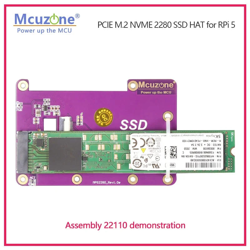 (model:MPS2280)PCIE M.2 NVME 2280 2230 2242  Gen3 SSD HAT for Raspberry Pi 5 Custom