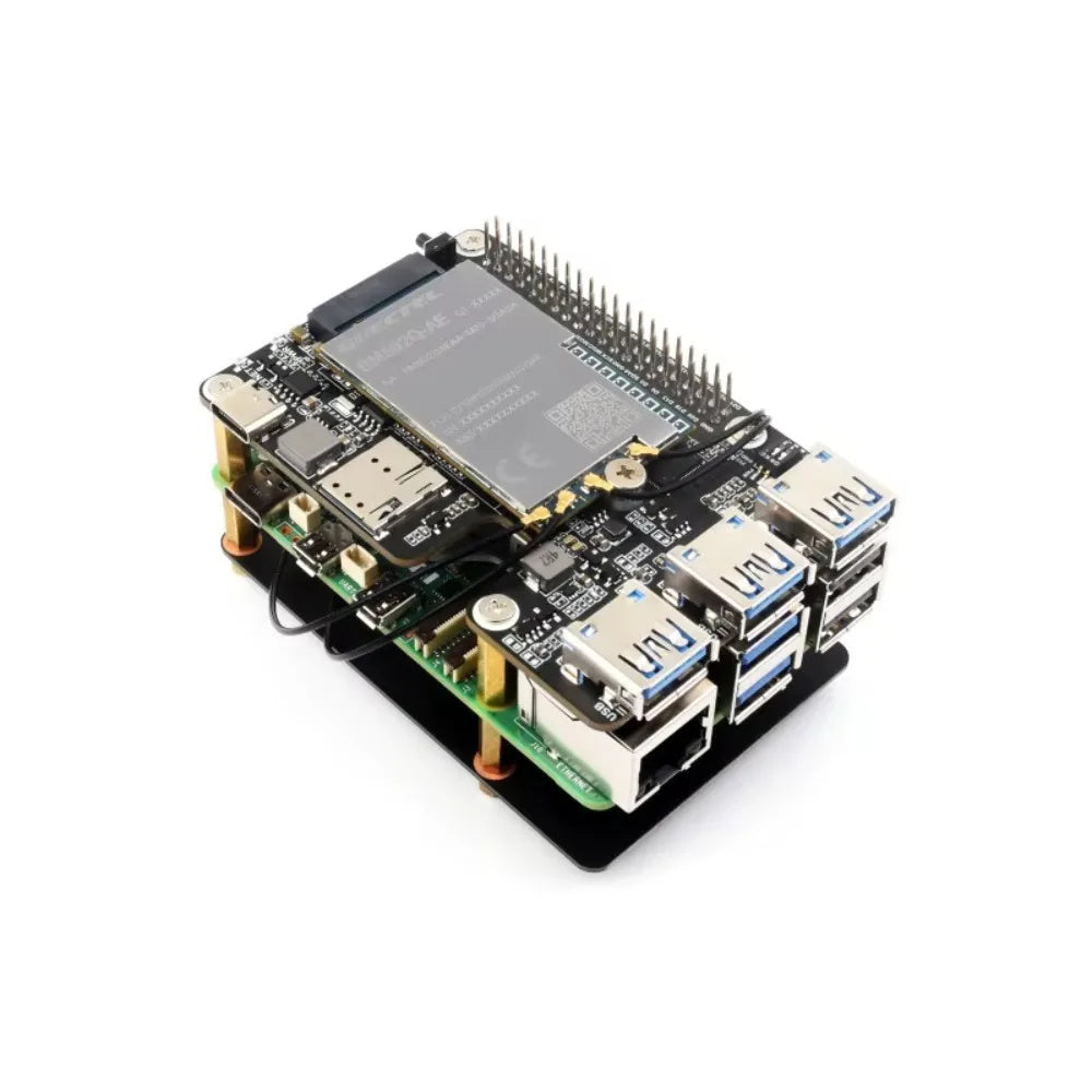 PCIe to M.2 4G/5G And USB 3.2 HAT for Raspberry Pi 5,Compatible with SIMCom/Quectel 4G/5G modules,Raspberry Pi 5 HAT,High-speed